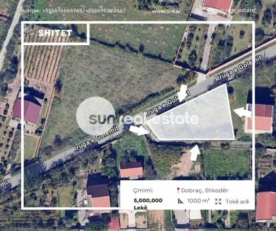 Shkoder, shitet toke , 1.000 m² (DOBRAC, SHKODER)