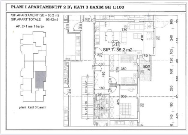 Tirane, shitet apartament 2+1+BLK Kati 3, 95 m² 200.000 Euro (Liqeni i Thate, Rruga Hamdi Sina)