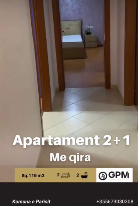 Tirane, jepet me qera apartament 2+1+2 tualete  Kati 3, 115 m² 800 Euro tek Komuna e Parisit