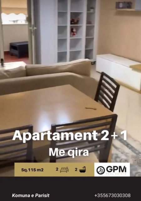 Tirane, jepet me qera apartament 2+1+2 tualete  Kati 3, 115 m² 800 Euro tek Komuna e Parisit