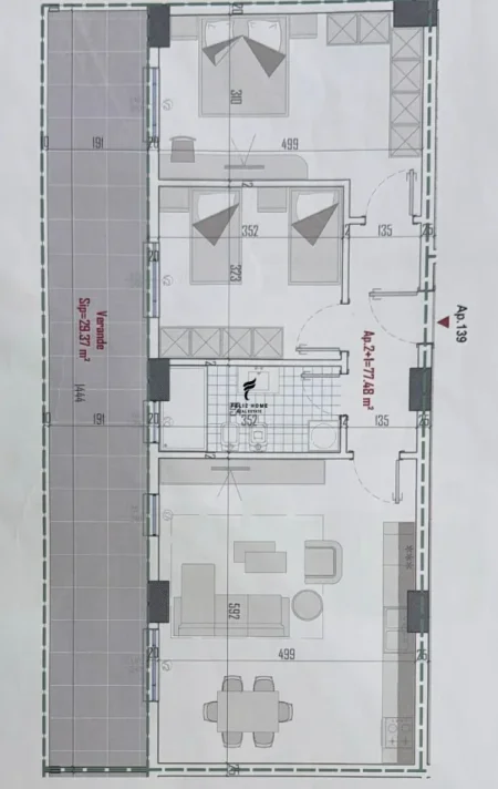 Tirane, shitet apartament 2+1 Kati 8, 89 m² 81.000 € (KAMEZ)
