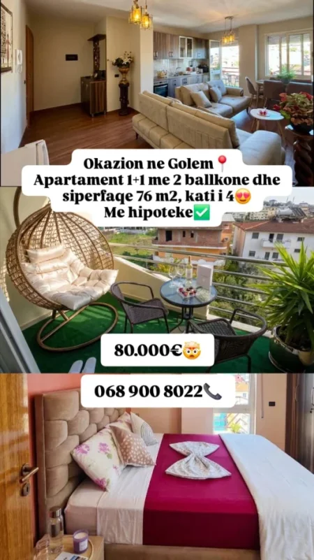 Kavaje, shitet apartament 1+1+Aneks+Ballkon Kati 4, 75 m² 80.000 € (kavaje)