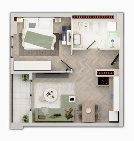 Tirane, shitet apartament 1+1 Kati 6, 58 m² 86.500 € (UNIVERS CITY)