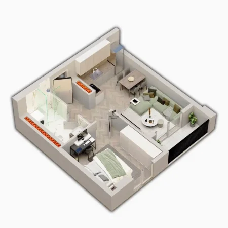 Tirane, shitet apartament 1+1 Kati 6, 58 m² 86.500 € (UNIVERS CITY)