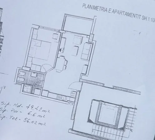Tirane, shitet apartament 1+1 Kati 1, 56 m² 102.000 € (KOMBINAT)