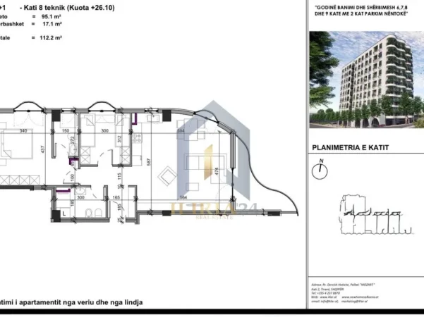 Tirane, shitet apartament 2+1+Ballkon Kati 8, 112 m² 129.030 € (Apartament 2+1 per shitje ne Paskuqan Kompleksi Aluna 2)