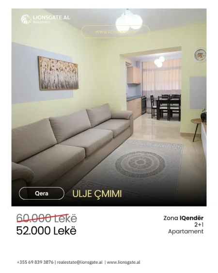 Tirane, jap me qera apartament 1+1+Aneks , 80 m² 520 € 