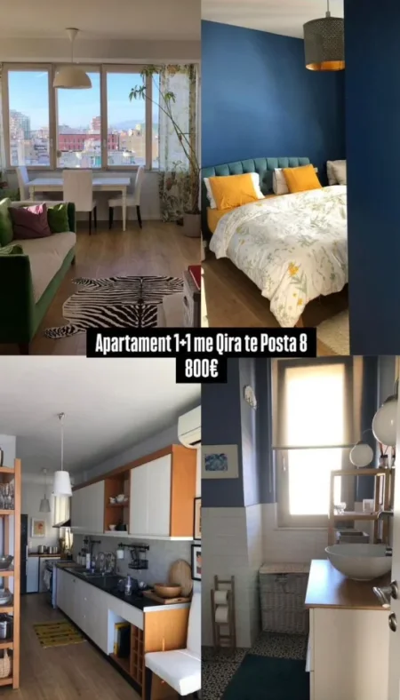 Tirane, jepet me qera apartament 1+1 , 800 € (ish blloku)