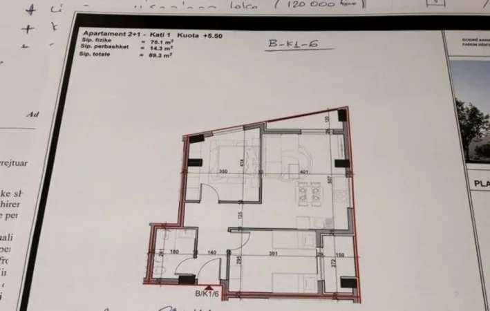Tirane, shitet apartament 2+1 Kati 1, 89 m² 98.200 € 