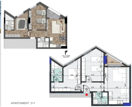 Tirane, shitet apartament 2+1 Kati 10, 97 m² 170.000 € (LAPRAKE)