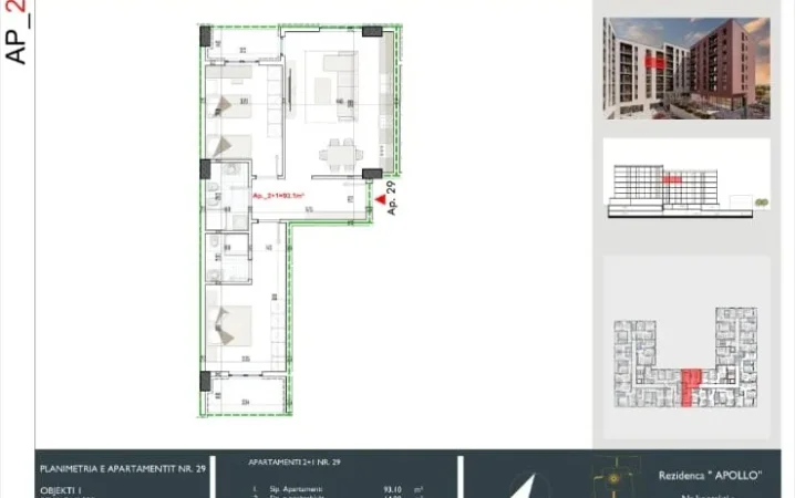 Tirane, shitet apartament 2+1 Kati 5, 108 m² 124.000 €