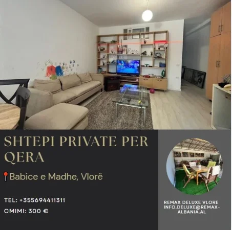 Vlore, jepet me qera shtepi 1+1 Kati 0, 72 m² 300 € (Babice e Madhe, Vlore)