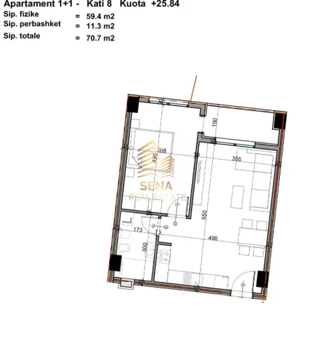 Tirane, shitet apartament 1+1+Ballkon Kati 8, 70 m² 88.400 € (Paskuqan)