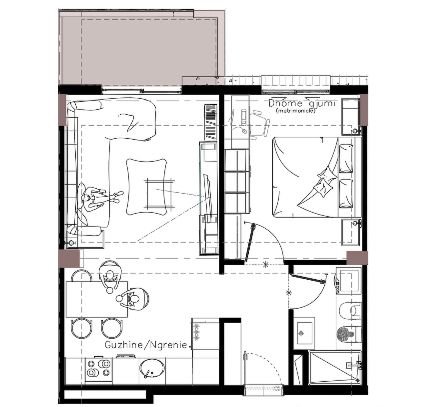 Golem, shitet apartament 2+1 Kati 2, 1.100 Euro/m2 (Golem)