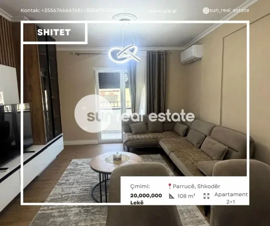Shkoder, shitet apartament 2+1+Ballkon Kati 2, 108 m² (PARRUCE)