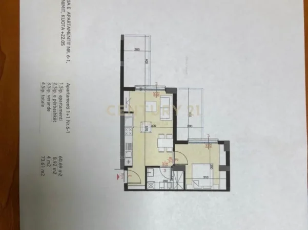 Tirane, shitet apartament 1+1 Kati 6, 74 m² 257.600 € (rruga e kosovareve)