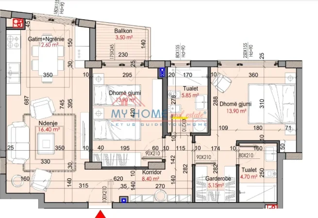 Tirane, shitet apartament 2+1+Ballkon Kati 2, 96 m² 225.000 € (Rruga e Dibres)