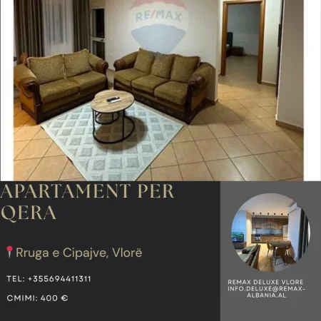 Vlore, jepet me qera apartament 1+1 Kati 7, 75 m² 400 € (Rruga e Cipajve, Vlore)