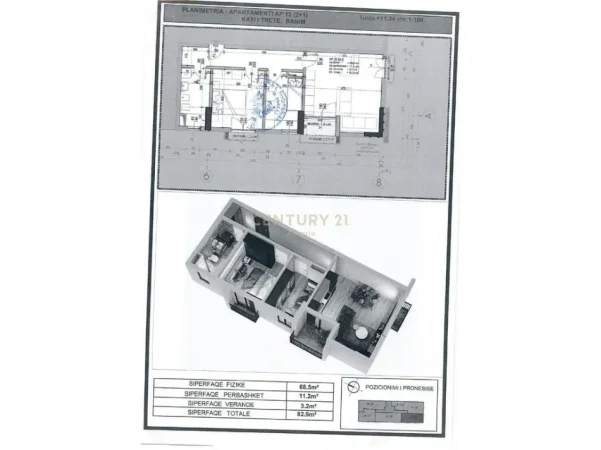 Tirane, shes apartament 2+1 Kati 2, 83 m² 77.000 € 