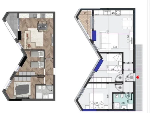 Tirane, shitet apartament 2+1+Ballkon Kati 5, 88 m² 157.000 € (Zog i Zi)