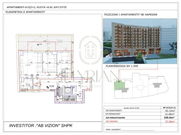 Shitet apartament 2+1 me verandë – Zona Ali Demi