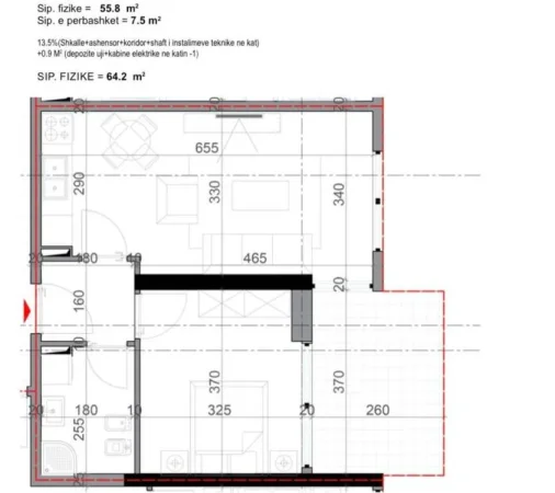Lezhe, shitet apartament 1+1+Ballkon Kati 12, 65 m² 67.410 € (Shengjin)