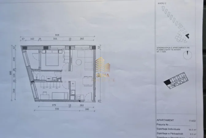 Tirane, shitet apartament 2+1+Ballkon Kati 4, 65 m² 104.000 € (Rezidenca Kadiu)