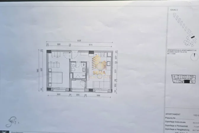 Tirane, shitet apartament 1+1+Ballkon Kati 2, 60 m² 97.000 € (Ali Demi)
