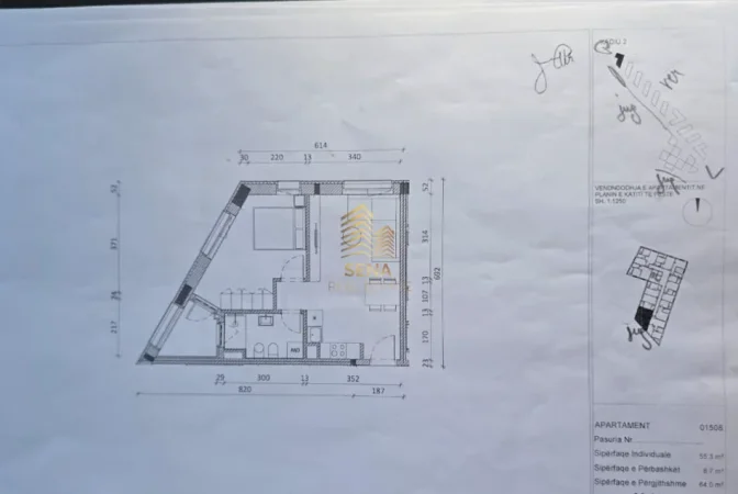 Tirane, shitet apartament 1+1+Ballkon Kati 5, 64 m² 102.400 € (Ali Demi)