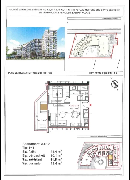 Durres, shitet apartament 1+1+Ballkon Kati 0, 74 m² 92.000 € (Qerret kavaje)