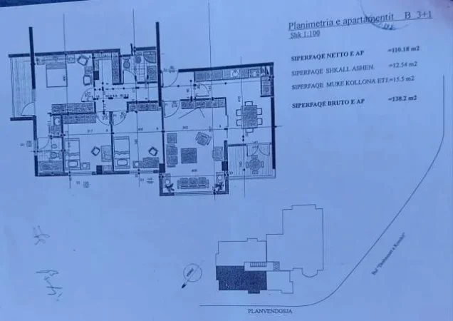 Tirane, shitet apartament 3+1+A+BLK Kati 3, 138 m² 240.000 Euro (RRUGA FERIT XHAJKO)