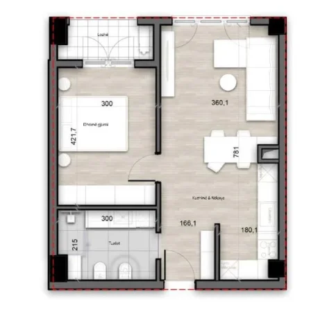 Tirane, shitet 1+1 Kati 6, 72 m² 115.952 € (Porcelan)