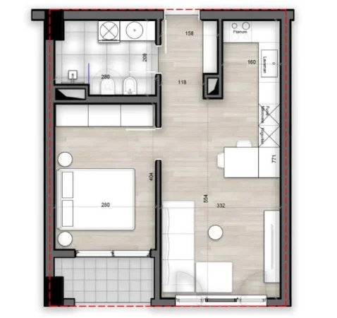 Tirane, shitet apartament 1+1 Kati 5, 66 m² 105.728 € (Porcelan)