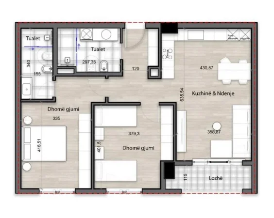 Tirane, shitet apartament 2+1 Kati 4, 114 m² 182.464 € (Porcelan)