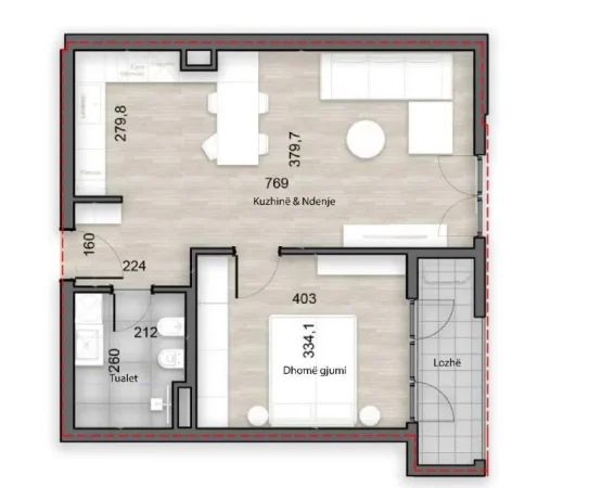 Tirane, shitet apartament 1+1 Kati 5, 80 m² 126.944 € (Porcelan)