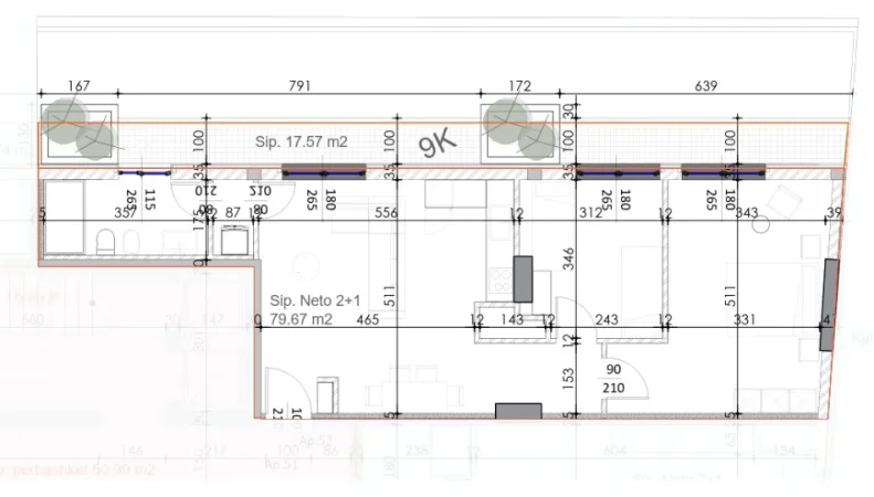 Tirane, shitet apartament 2+1+Ballkon Kati 9, 97 m² 190.000 € (Ish Fusha e Aviacionit)