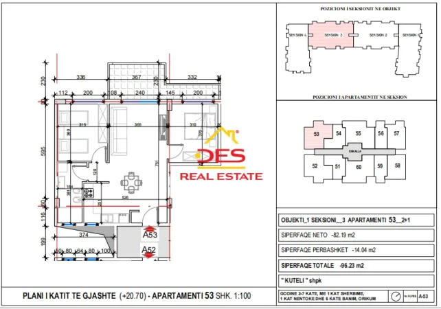 Vlore, shitet apartament 2+1+Ballkon Kati 6, 96 m² (Orikum)