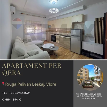 Vlore, jepet me qera apartament 1+1 Kati 2, 60 m² 350 € (Rruga Pelivan Leskaj, Vlorë)