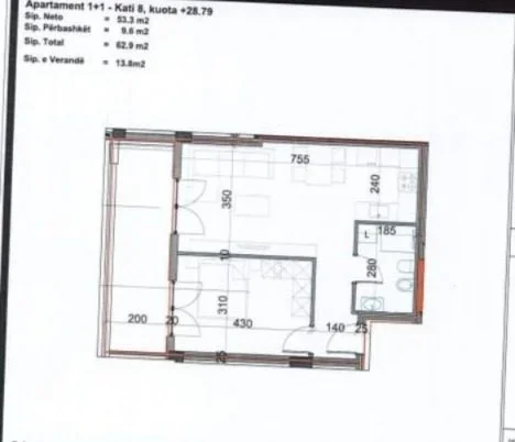 Tirane, shitet apartament 1+1 Kati 7, 126.000 € (Viva Complex)