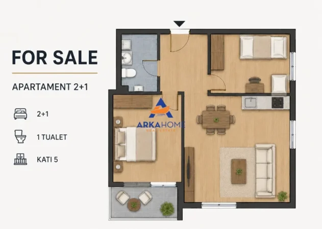 Tirane, shitet apartament 2+1+Ballkon Kati 5, 65 m² 120.000 € 