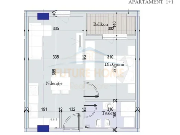 Tirane, shitet apartament 1+1 Kati 1, 60 m² 86.850 € (DOGANA)