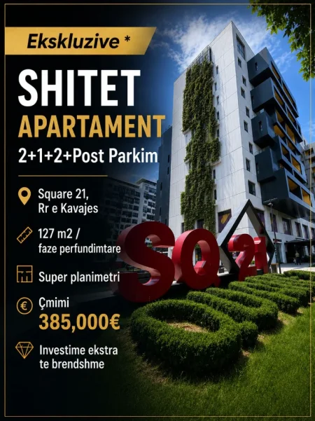 Tirane, shitet apartament 2+1 , 127 m² 385.000 € (rruga e kavajes , 21 dhjetori)