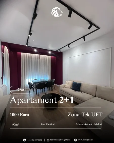 Tirane, jap me qera apartament 2+1 , 90 m² 1.000 € 