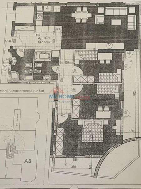 Tirane, shitet apartament 3+1+Ballkon Kati 6, 161 m² 215.000 € (Astir)