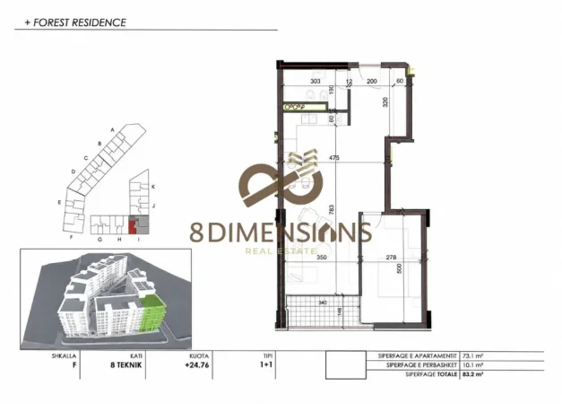 Tirane, shitet apartament 1+1 Kati 2, 86 m² 103.480 € (farke)