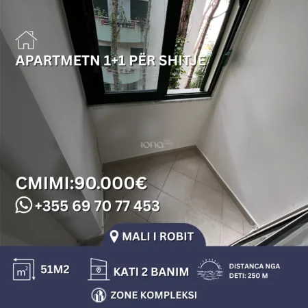 Mali Robit, shitet apartament 1+1 Kati 2, 51 m² 90.000 € 