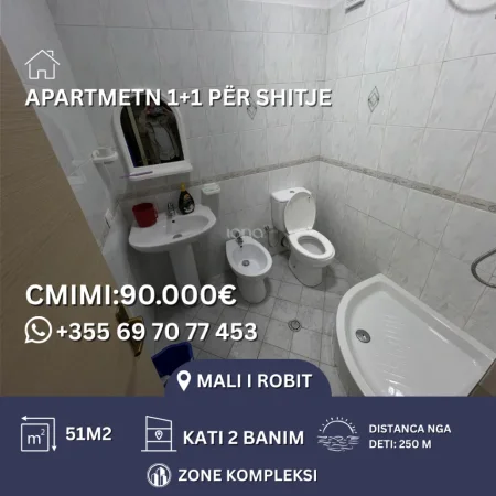 Mali Robit, shitet apartament 1+1 Kati 2, 51 m² 90.000 € 