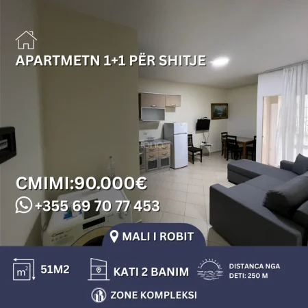 Mali Robit, shitet apartament 1+1 Kati 2, 51 m² 90.000 € 