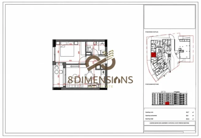 Tirane, shitet apartament 1+1+Ballkon Kati 3, 57 m² (paskuqan)