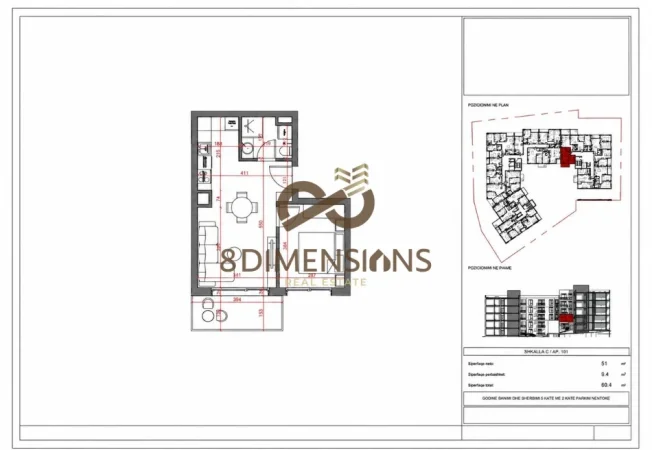Tirane, shitet apartament 1+1+Ballkon Kati 3, 57 m² (paskuqan)